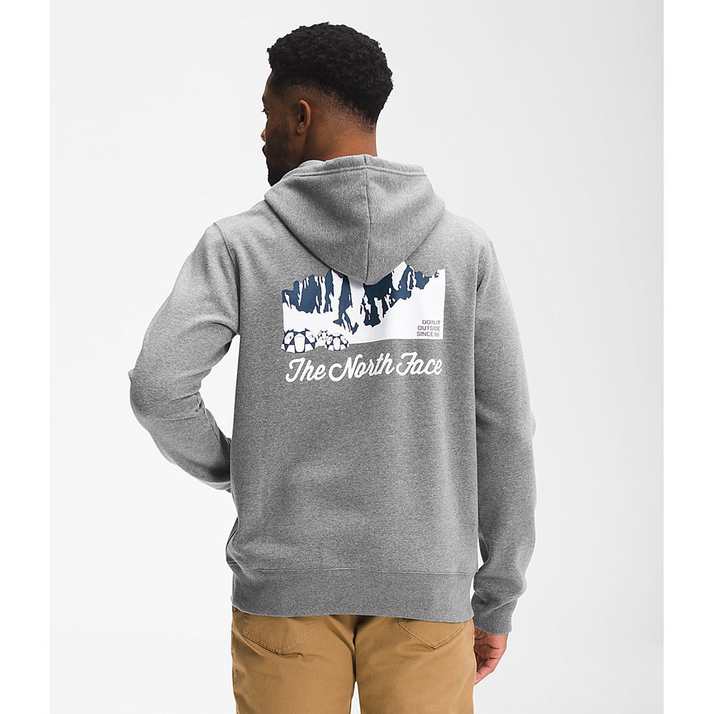 The North Face Hoodie Mens Australia - The North Face Mountain Scene Pullover Grey Mountain (ZUC-912